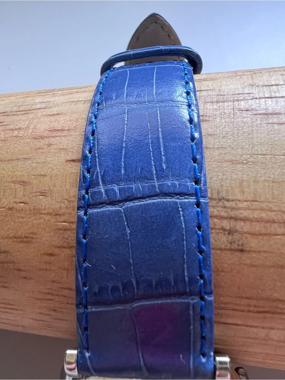Vintage Ecclissi Blue MOP Dial Crystal Bezel Blue Leather Band Watch